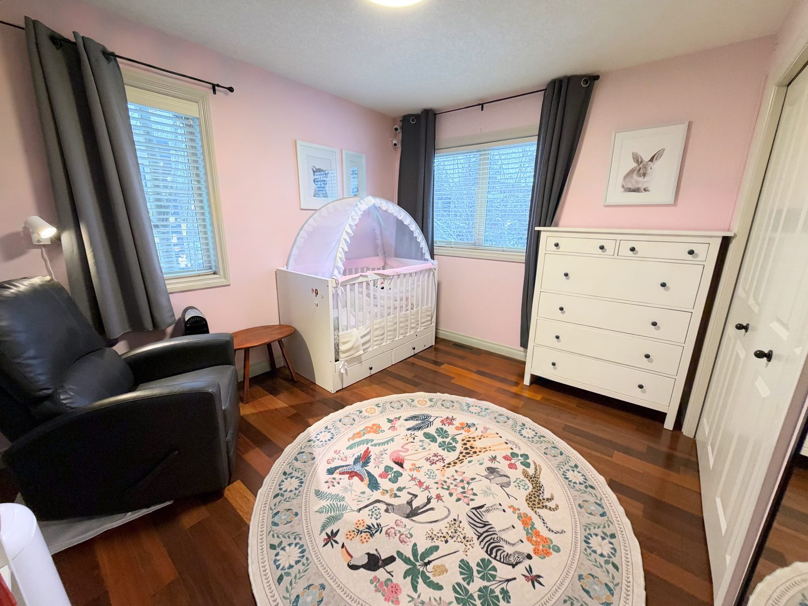 Upstairs bedroom with two windows